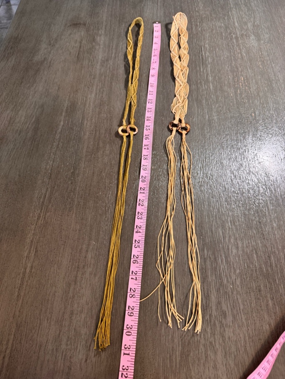 Set Of 2 Belts Tan Green Woven Boho Braided Belts - Picture 6 of 6